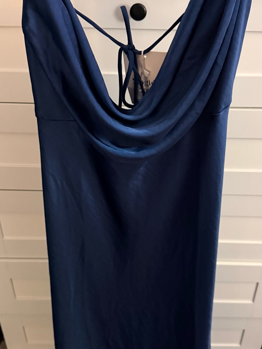 Navy Cowl Neck Slip Dress